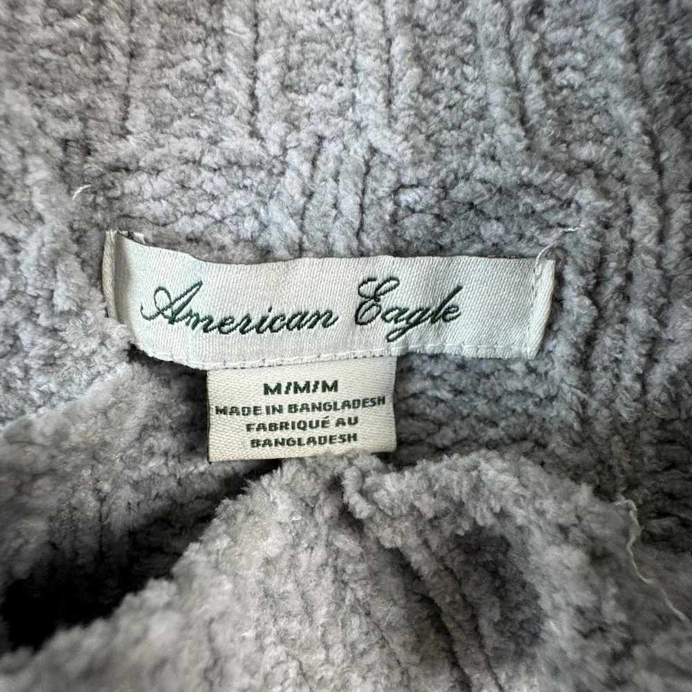 American Eagle Womens Gray Ribbed Knit Mock Neck Long‎ Sleeve Cropped Sweater M